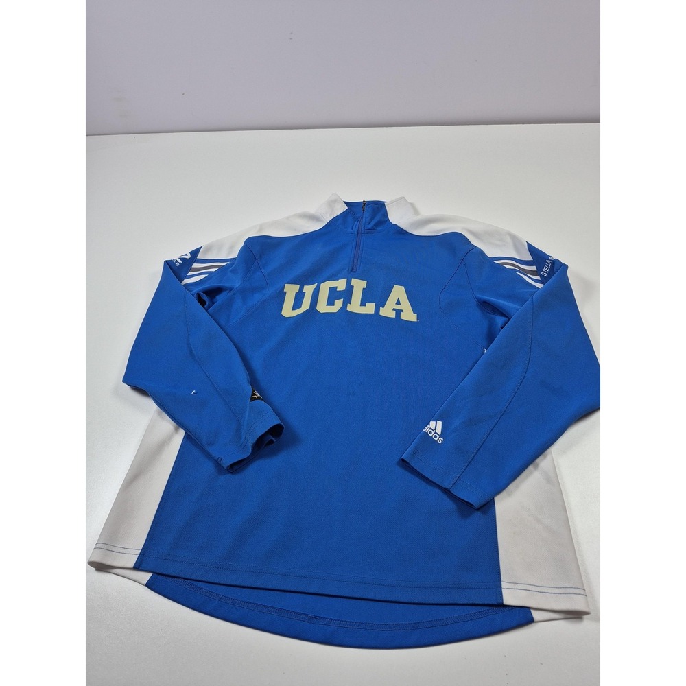 UCLA Bruins Jacket Mens Medium Blue NCAA Tennis Adidas Quarter Zip Warm Up